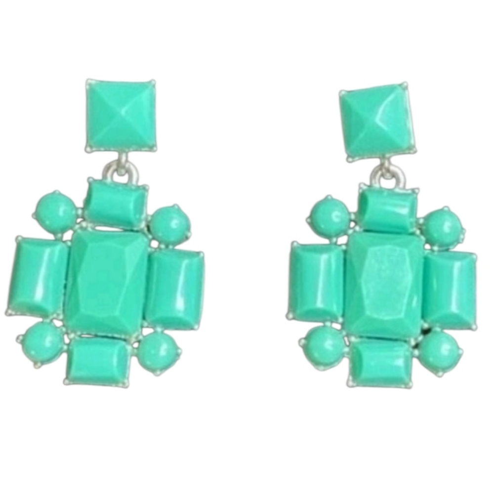Liz Claiborne Acrylic Turquoise Dangle Statement Earrings